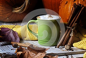 Warm Coffee Drink with Pumpkins and Spices 2