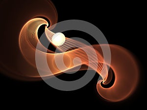 Warm colored fractal spiral, digital artwork