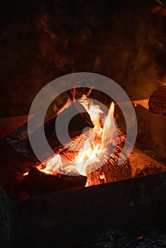 A warm, cosy campfire at night