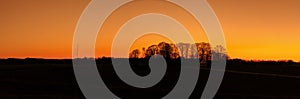 Warm countryside panorama sunset