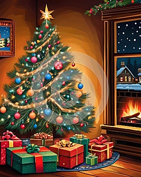 Warm and cozy christmas home