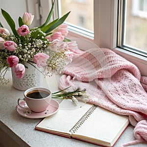 Cozy Easter, spring still life scene