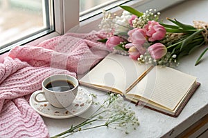 Cozy Easter, spring still life scene