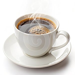 Cup of coffee isolated on white background photo