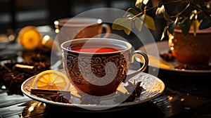 Warm cup of spiced cider tea