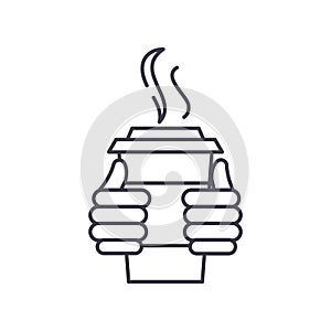 Warm drink line icon concept. Warm drink vector linear illustration, symbol, sign