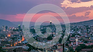 Warm evening in Sarajevo, beautiful skyline at dusk