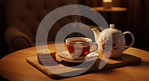 Warm Evening Tea with Biscuits