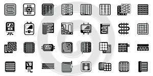 Warm floor icons set simple vector. Thermal heat