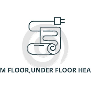 Warm floor,under floor heating vector line icon, linear concept, outline sign, symbol