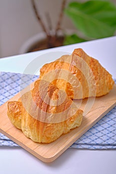 Warm Fresh Buttery Croissants and Rolls. French and American Croissants and Baked Pastries are enjoyed
