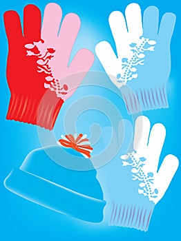 Warm gloves and hat
