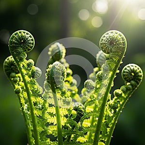 A warm glow, emphasizing the texture and structure of the emerging