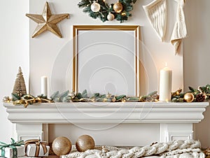 Warm golden hues make this Christmas mantel the perfect place to showcase your family photos photo