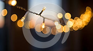 Warm Golden String Lights Create a Soft Bokeh Effect