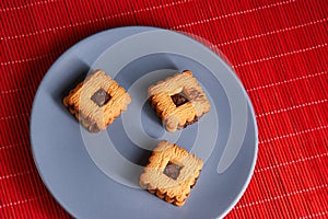 Warm Homemade Gingersnap Cookies topped with chocolate