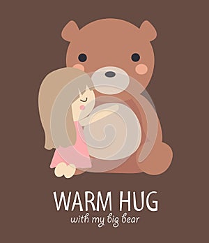 Warm hug with big bear
