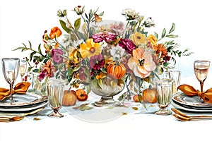 traditional thanksgiving dinner table setting