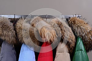 Warm jackets with fur collars