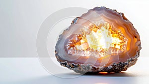 Warm Light Glowing Inside an Agate Geode