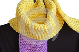 A warm lilac-yellow scarf.