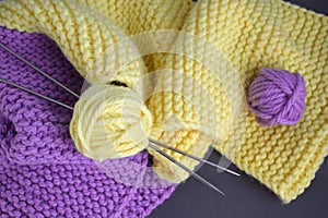 A warm lilac-yellow scarf.