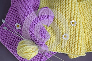 A warm lilac-yellow scarf.