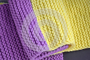 A warm lilac-yellow scarf.