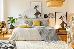 Warm modern bedroom interior photo