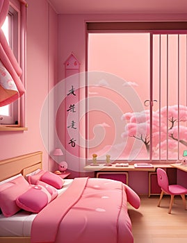 Warm room scene concept background bedroom cat background Generative AI