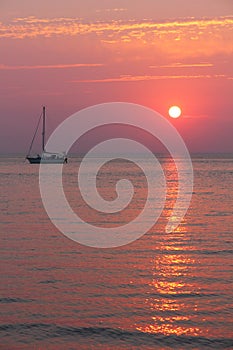 Warm Setting Sun & Sailboat