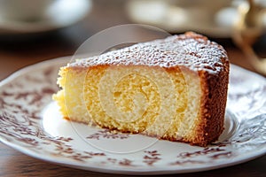A warm slice of bizcocho with a light sponge cake.