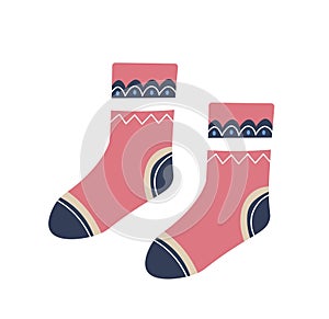 Warm socks with geometric print, winter clothes