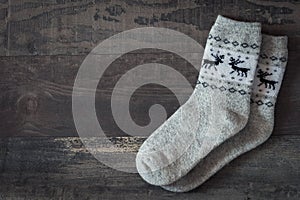 Warm socks with pattern