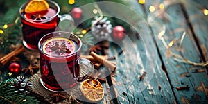 Warm Spiced Mulled Wine for Christmas Celebration. Generative ai