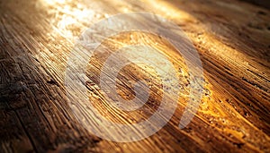 Warm Sunlight on Brown Wooden Planks Texture