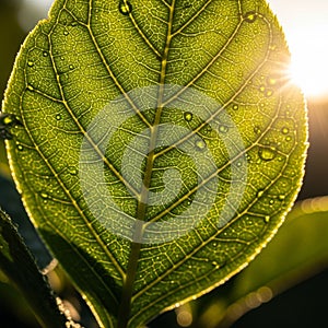 By warm sunlight the leaf s translucent texture is highlighted