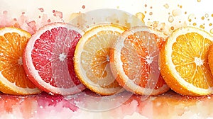 Soft Orange Citrus Slice Watercolor Background photo