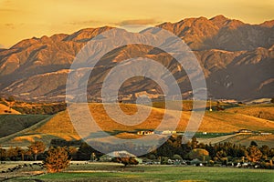 Warm sunrise on the Kaikoura Ranges, New Zealand