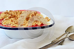 Warm and sweet fruit crumble