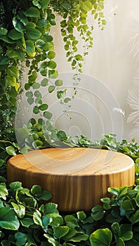 Warm-Toned Rounded Wooden Platform with Smooth Silky Surface