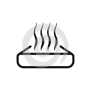 Warm up food icon vector. Preheat in microwave oven sign. Heating symbol with meal container and heat waves for your web site