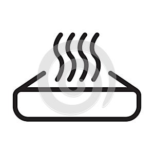 Warm up food icon vector. Preheat in microwave oven sign. Heating symbol with meal container and heat waves for your website