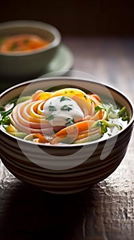 Warm Vegetable Soup with Cream and Surprise Garnishes