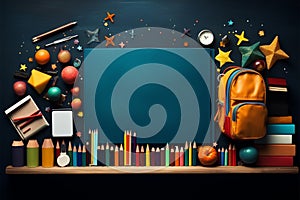 A warm Welcome Back to School with neatly arranged school supplies