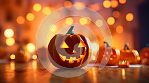 Warm and Welcoming Halloween: Jack-o-Lanterns and Fairy Lights in a Cozy Setup