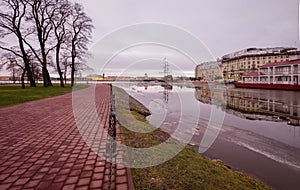 Warm winter morning in citycenter of Saint-Petersburg