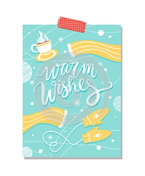 Warm Wishes Blue Poster on Vector Illustration