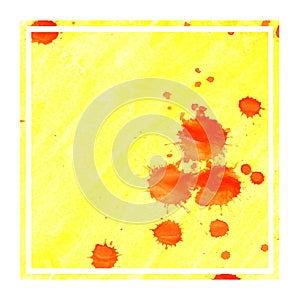 Warm yellow hand drawn watercolor rectangular frame background texture with stains