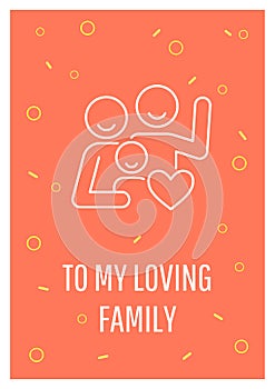 Warmest greetings to my family postcard with linear glyph icon